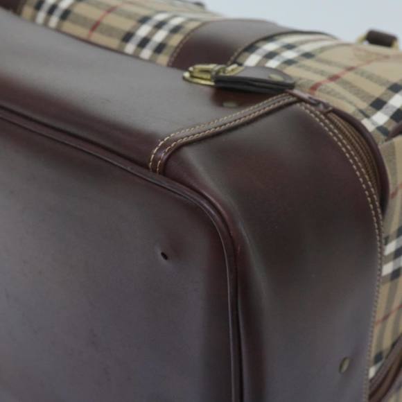 Burberrys Nova Check Hand Bag PVC Leather Beige Auth 69121 - Picture 16 of 16